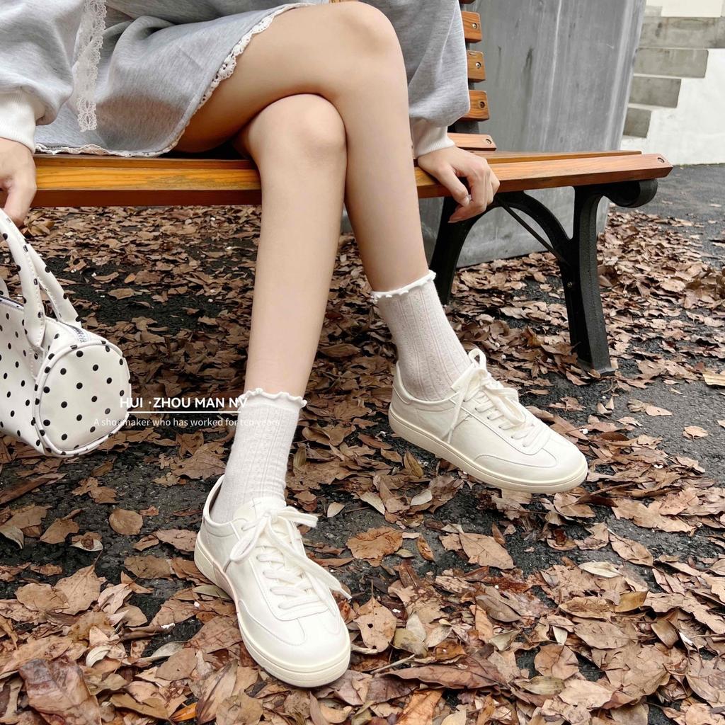 Sheepskin version~ Ballet sneakers 2025 new white comfortable casual platform minimalist training shoes single shoes women
