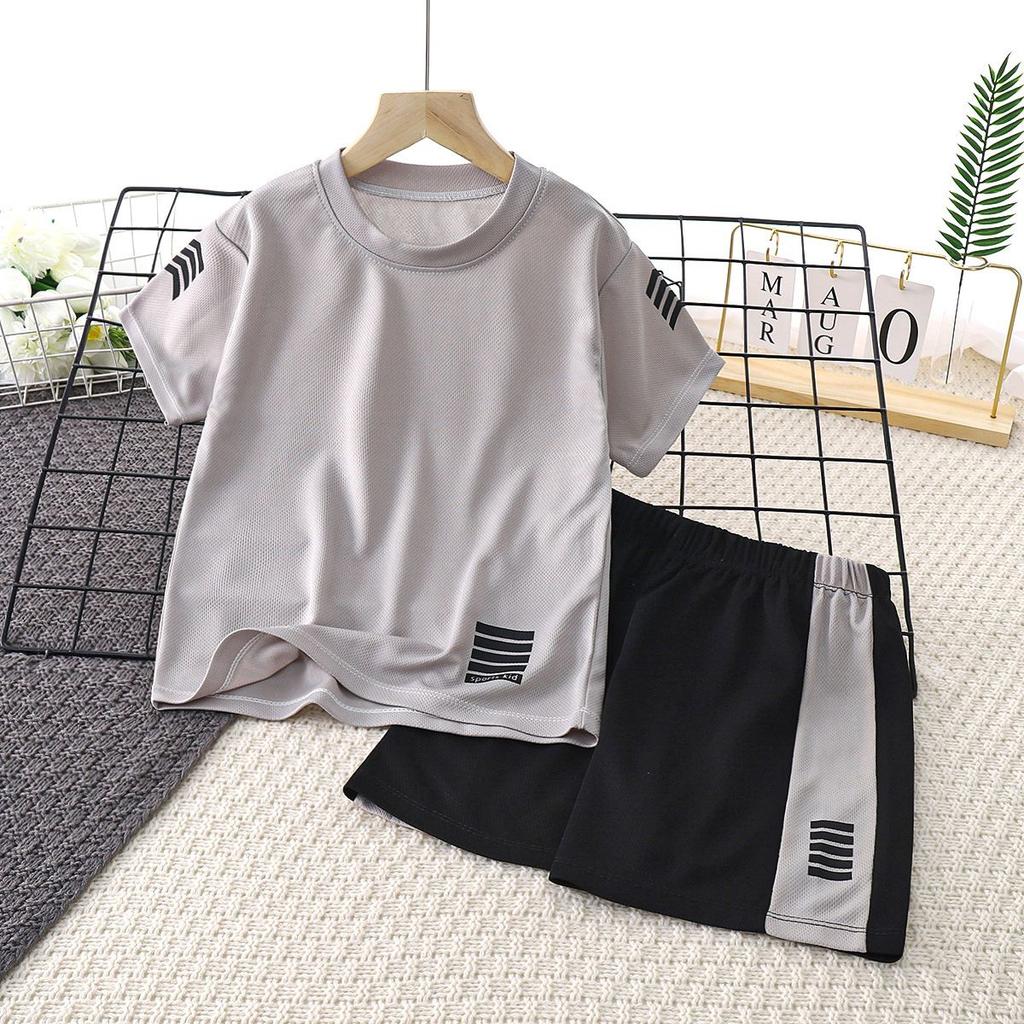 Conjunto de camiseta y pantalones cortos para niños, cómodo, hipoalergénico y transpirable, adecuado para deportes y uso diario