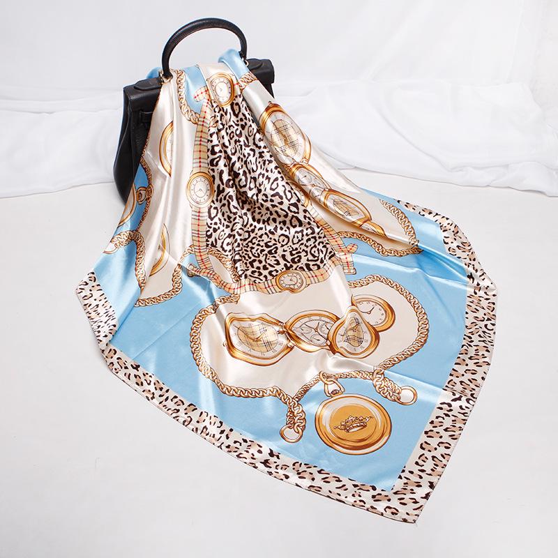 

Высококачественные роскошные шелковые шарфы, повязка на голову, шарфы, шейный шарф для женщин, шелковый шарф с цепочкой, женская декоративная шаль 90*90cm