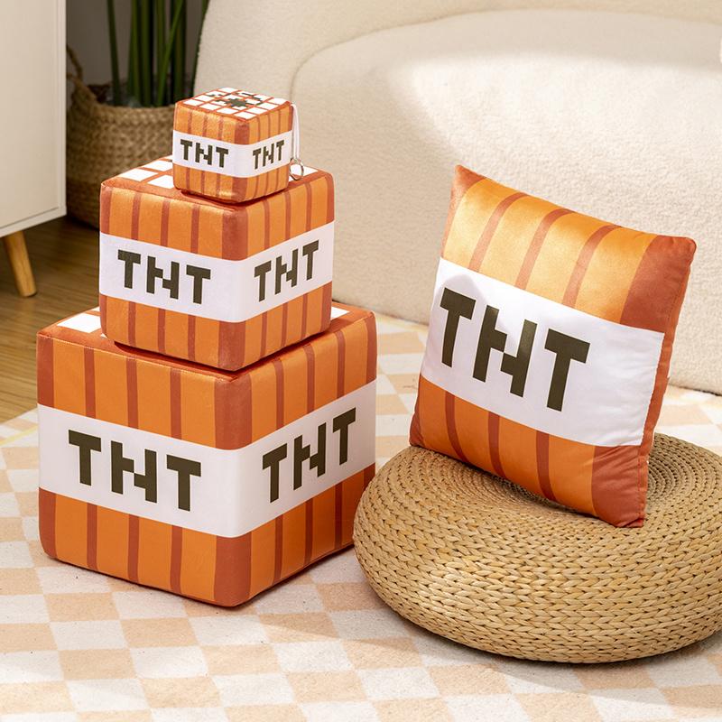 New Tnt Plush Pillow Cube Bomb Toy Key Chain Pendant Soft Plush Stuffed Toys Xmas Birthday Gifts For Kids Spoof Decoration