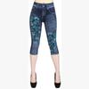 Fashion Leggings Denim Women Print Slim Leggings Faux Jeans Leggings Stretch Printed Short Leggins