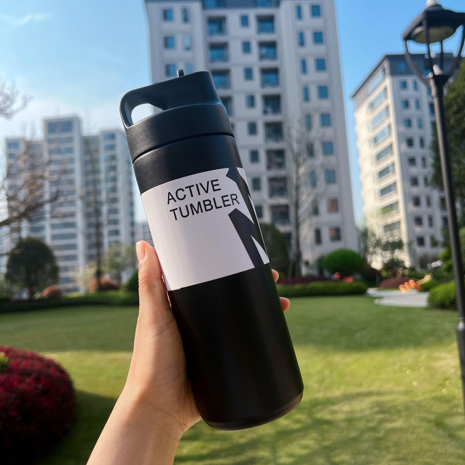 550ML Portable Thermos Bottle Tumbler Vacuum Flasks Stainless Steel Insulated Cup Outdoor Sports Water Bottle Travel Thermal Mug 550ml чёрный