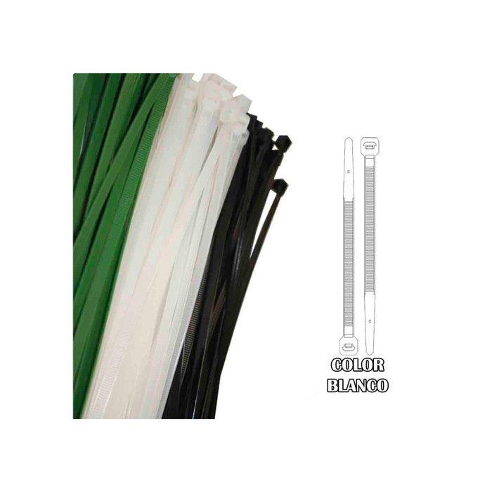 Coliere de strângere - Plastic - Verde - 250x4,8 mm - Set de 100 - Alb