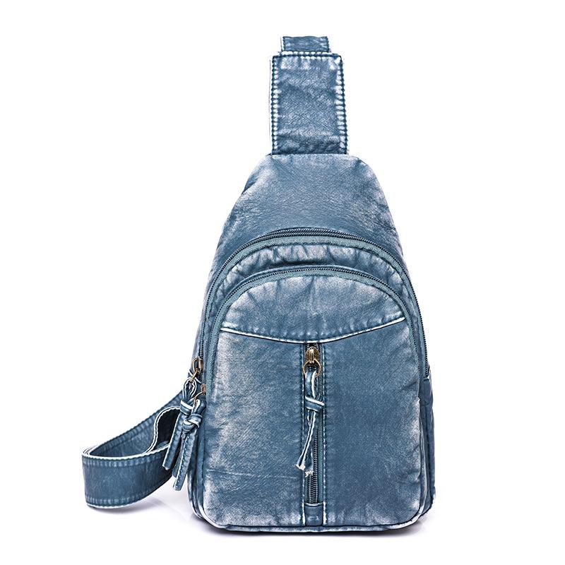 New Women's Bags Trendy and Fashionable Soft Leather Chest Bags Denim Soft PU One-shoulder Crossbody Bags Girls' Backpacks