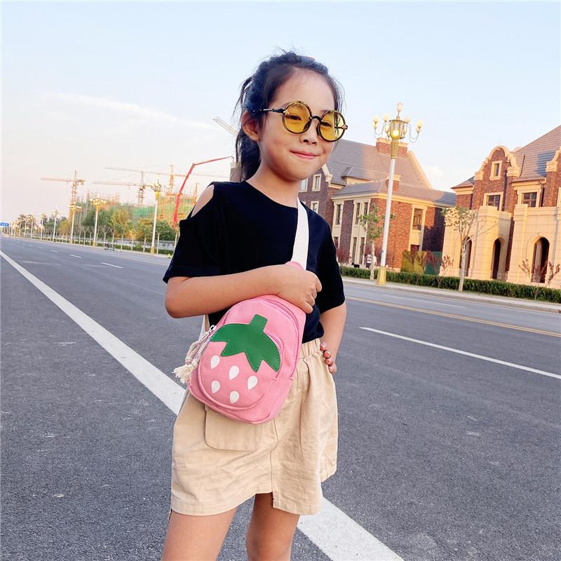 Strawberry Adorable Children Canvas Mini Purse Zipper Storage Activities Travel