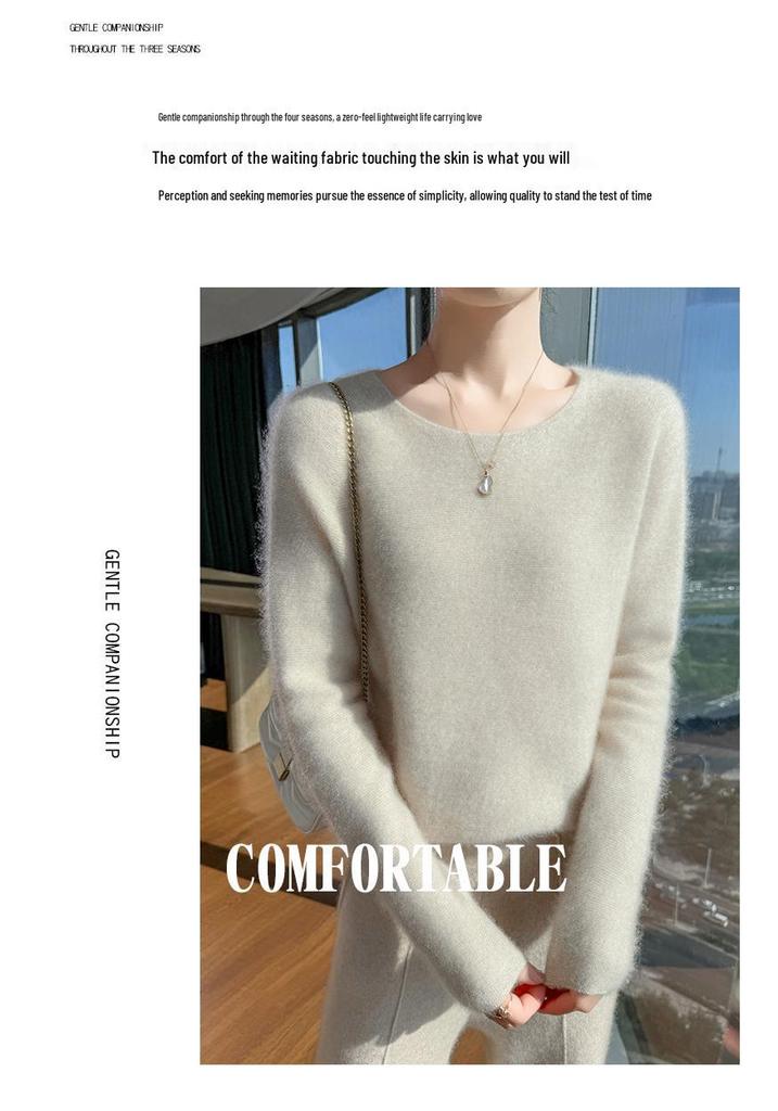 Women's 100% Wool Low-Neck Slimming Sweater - Soft, Flattering, High-End Feel for Spring/Autumn