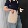 Pearl wool bag versatile messenger bag premium texture shoulder bag large capacity fox plush hand bag bucket bag