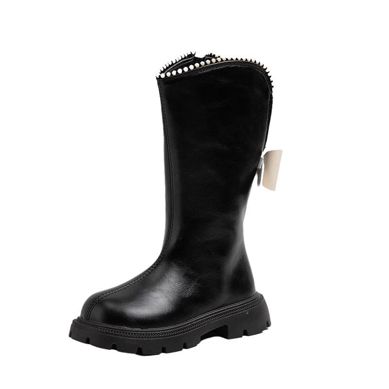 

Детские осенне-зимние новые стильные длинные и высокие хлопковые сапоги Большие детские мягкие кожаные сапоги Princess Sweet Style 36 чёрный