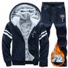 Large Size Winter Men's Casual Sports Padded Suit Hooded Jacket Warm Thickened Two-piece Set Youth Casual Sport Suit Men Winter