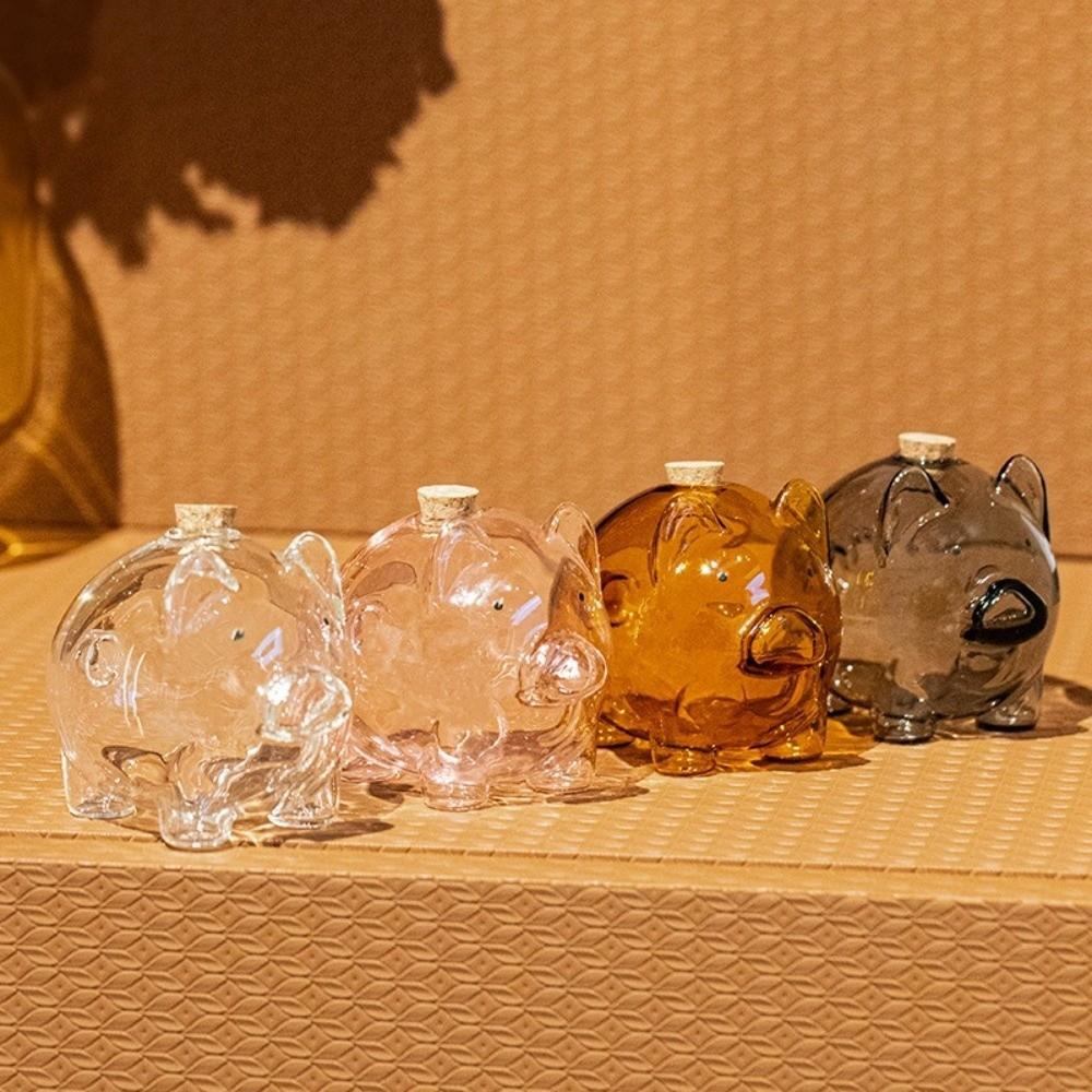 Transparent Coins Saving Box Cartoon Glass Money Jar Multi-purpose Piggy Money Bank Home Storage