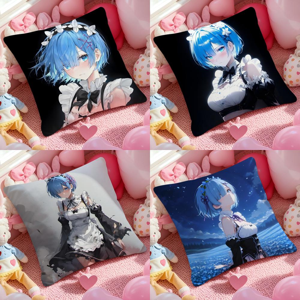 ReLife different world zero Rem Cushion Cover Pattern Printed Pillowcase for Living Room Sofa Cushion Cover & Bedroom Decor