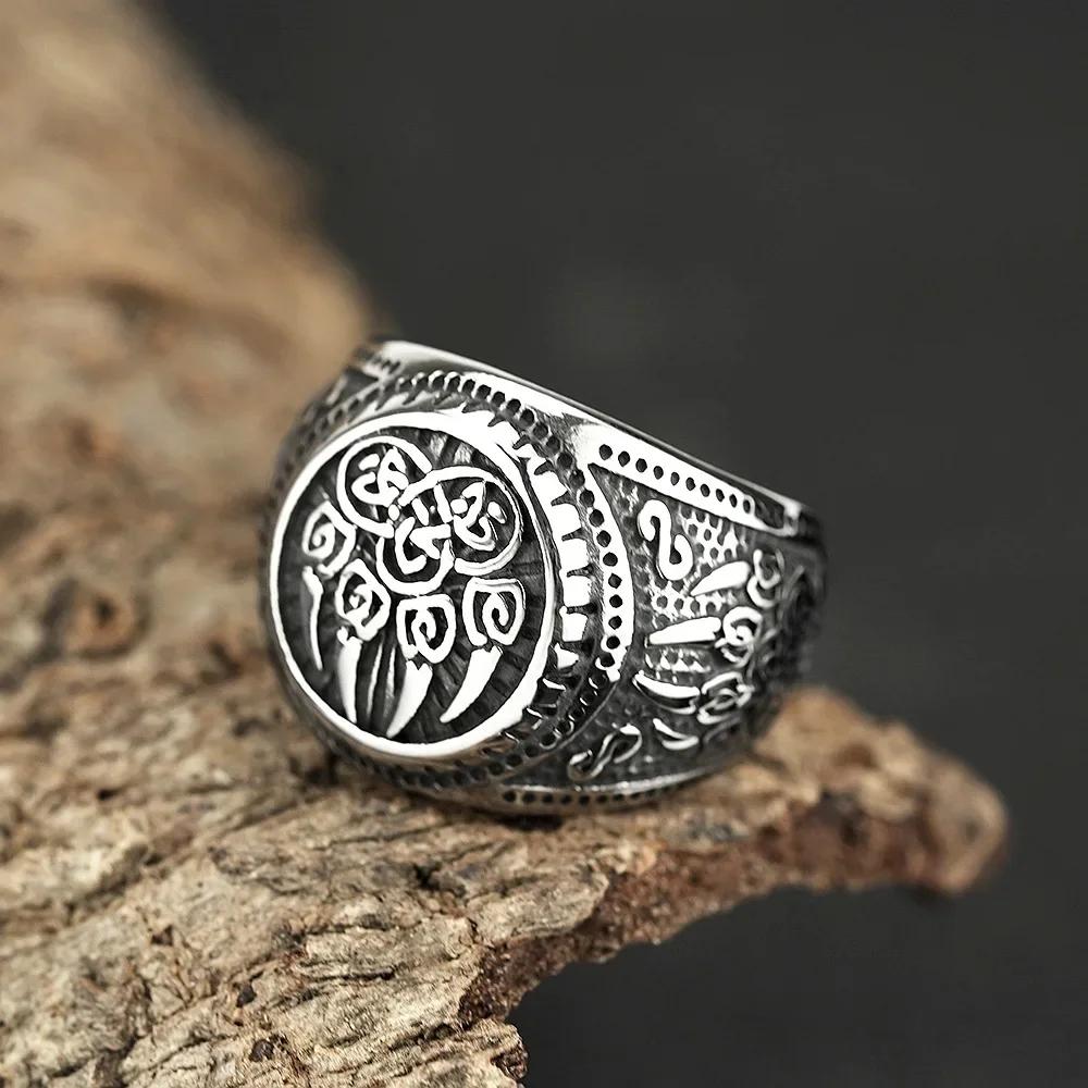 Vintage Viking Men Rings Stainless Steel Ethnic Belief Nordic Odin Compass Tree of Life Valknut Ring Amulet Jewelry