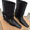Short Boots Women Autumn/winter Genuine Leather Suede Square Toe Womens Shoes Two In One Foldable Thick Heel Midsole Boots Woman