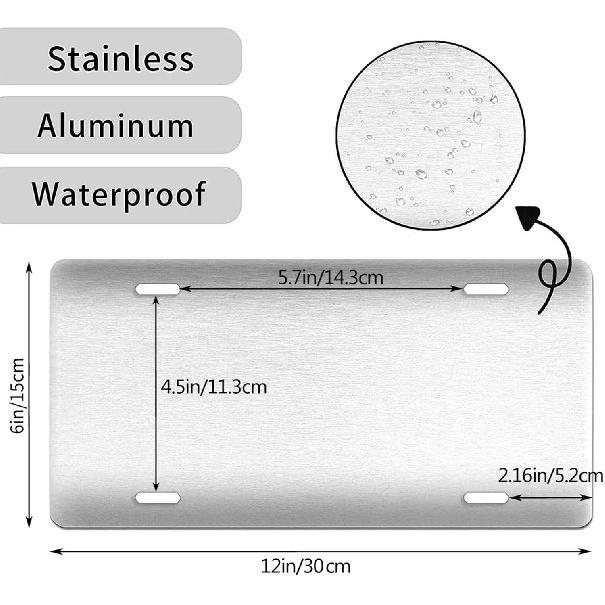 Black And White Compass Rose Front License Plate Aluminum Decorative License Plates Funny Metal Car Plate 6"X12" Novelty Vanity Tag Cover With 4