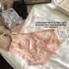 Ladies New Summer Sexy Lace Hollowed Out Bow Package Hip Mid Waist Triangle Briefs