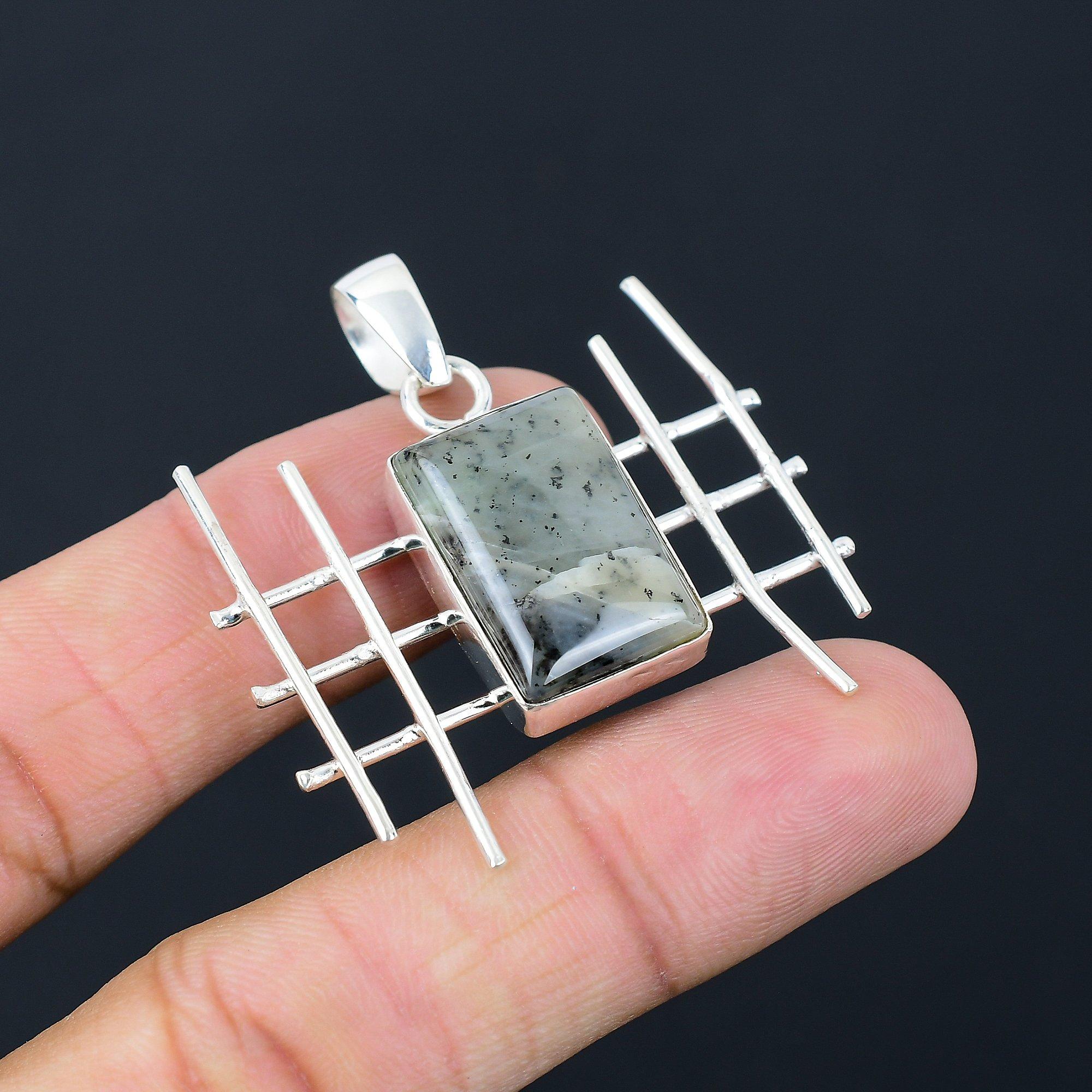 Серебро 925 пробы Солнечный Моховой Агат Камень Элегантный Сестра Новый Кулон Украшение