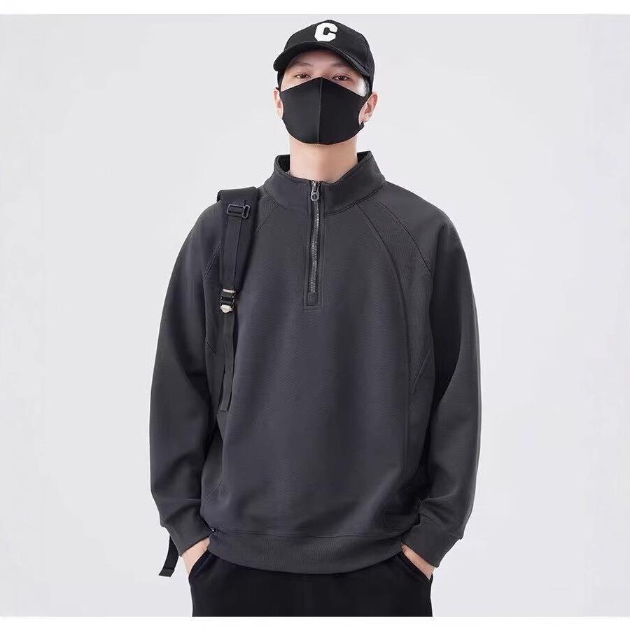 Heren Hoodie met Halve Rits - Trendy Harajuku Stijl, Veelzijdig & Artistiek