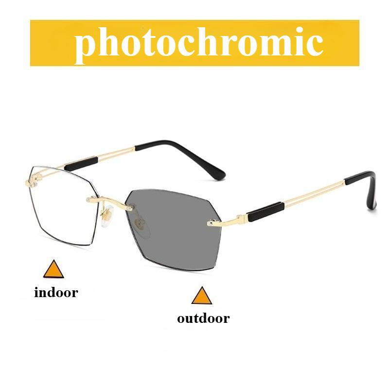 Photochromic Lens / Anti Blue Light Reading Presbyopia Eyeglasses Fashion Style Frameless Ultra Light for The Elderly in Reading Presbyopia 0