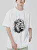 Svart T-shirt med lejontryck för fritidsbruk