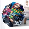 1pc Demon Slayer: Tanjiro & Nezuko Anime Characters Outdoor Umbrella - Automatic Opening/Closing, Portable 3-Fold Design, 8-Rib Iron Frame - Perf
