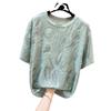 Summer Women's Short Sleeved Round Neck T-shirt with Abstract Pattern for Middle-aged Moms