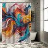 Energetic Abstract Shower Curtain Waterfall Design for Modern Bathroom Decor Colorful Printed Fabric Easy Installation with Hook