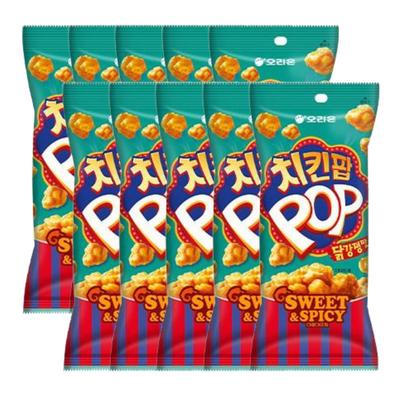 Orion Chicken Pop Sweet & Spicy Crispy Chicken Flavor Corn Snack 65g (Pack of 10)