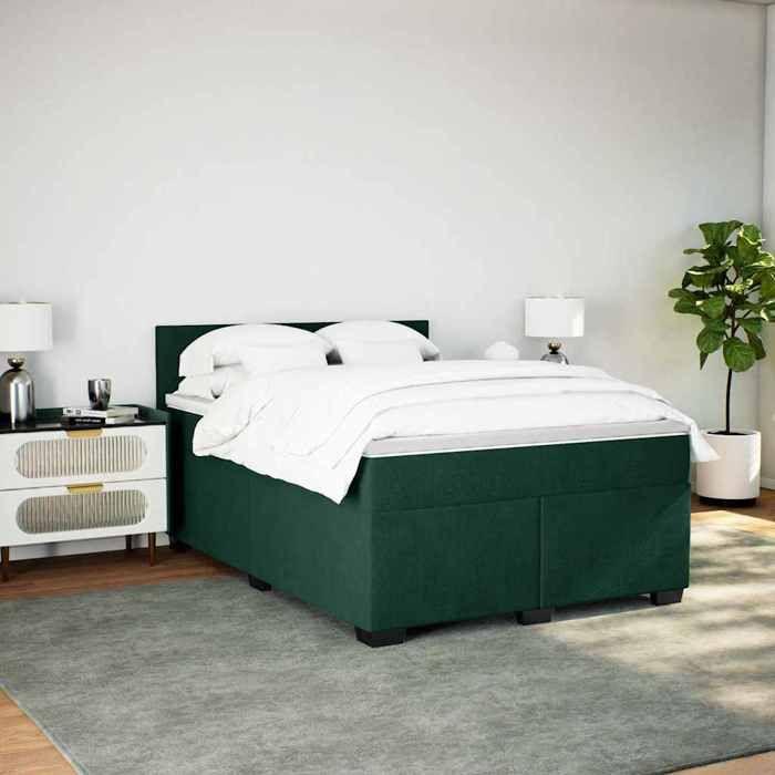Maison Exclusive - Sommier à lattes de lit et matelas Vert foncé 140x200cm Velours