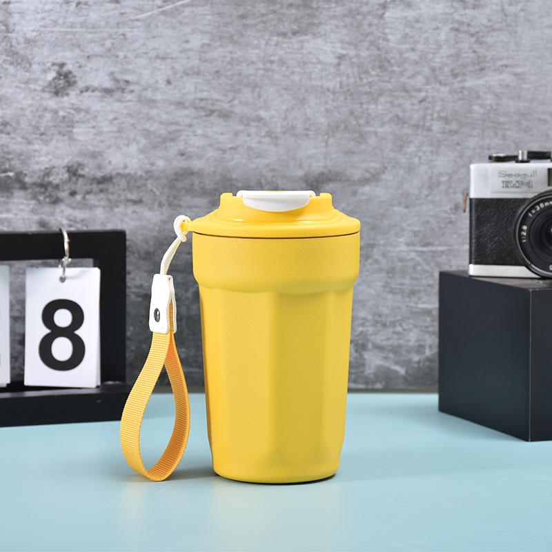 High value 316 stainless steel thermos cup octagonal coffee cup portable rope