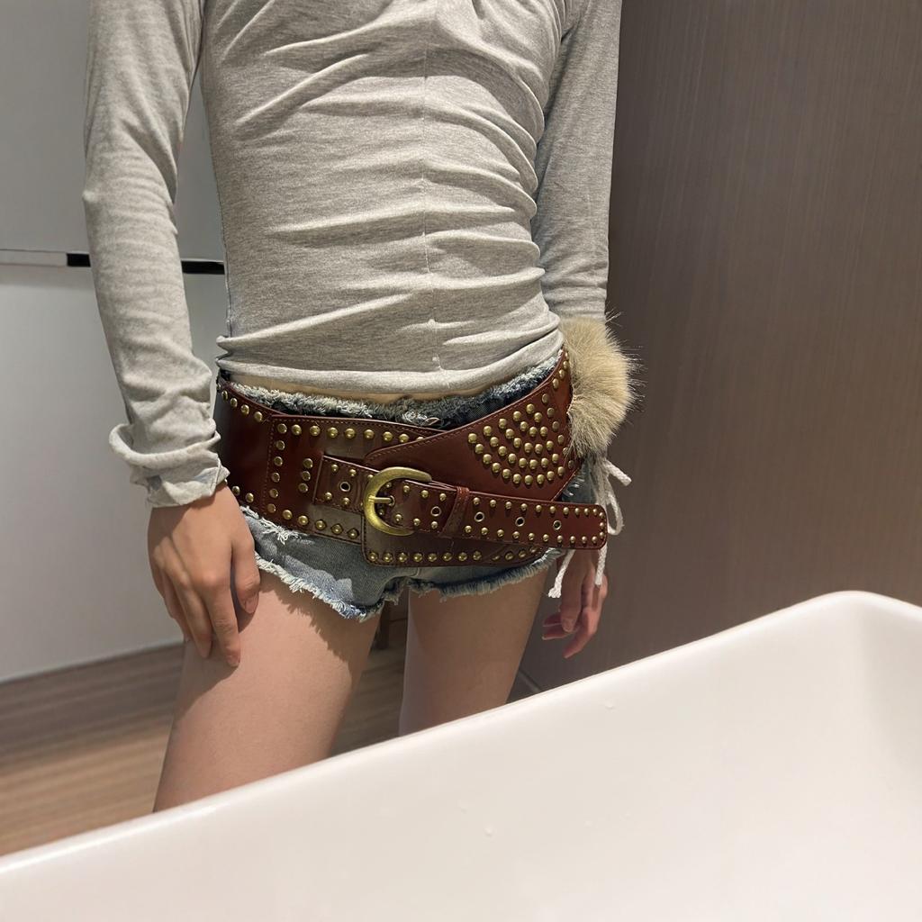 Nowy Puszysty Pasek, Szeroki Puszysty Pasek, Nitowany Punkowy Millennium Spice Girl Pasek, Subkulturowy Lekki Pasek na Talii