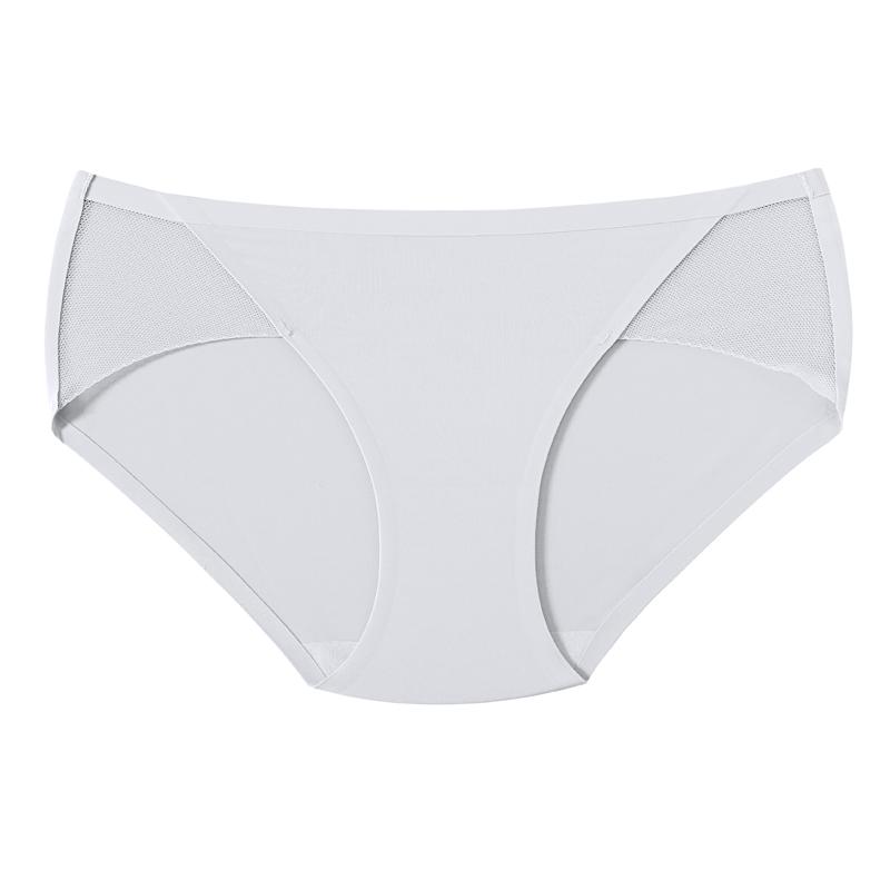 

CINOON сексуальные женские трусики из ледяного шелка, бесшовное нижнее белье, сетчатые лоскутные трусы, удобные трусы со средней талией L серый