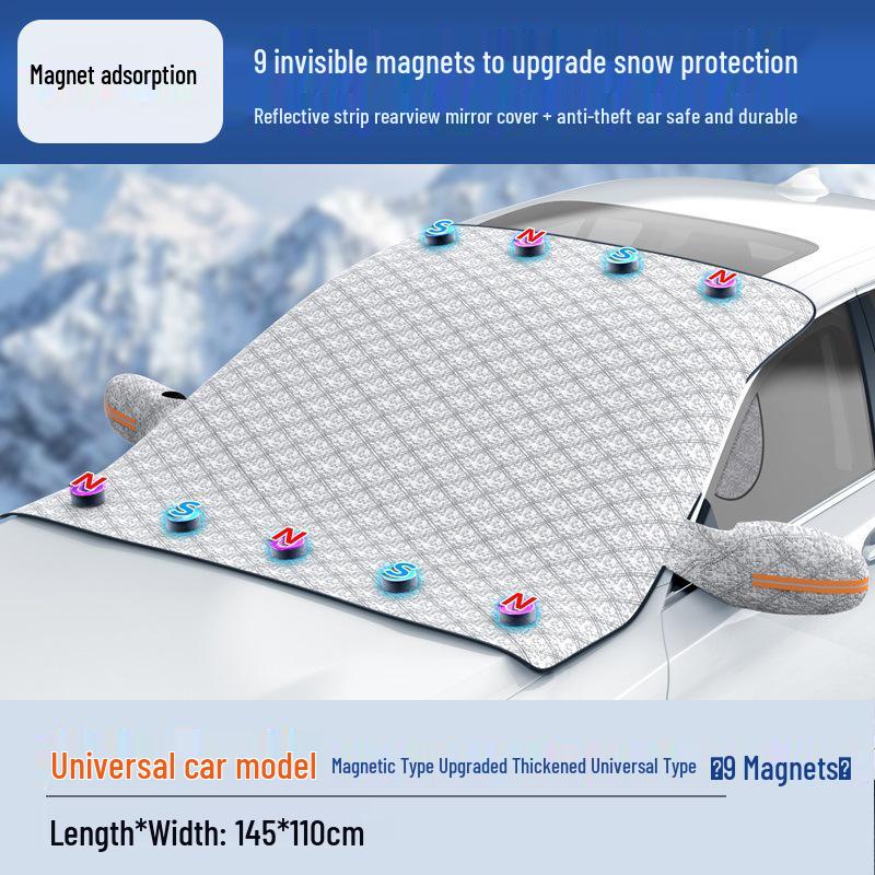 Magnetic Car Windshield Snow & Frost Cover Sunshade - Anti-Freeze Protection