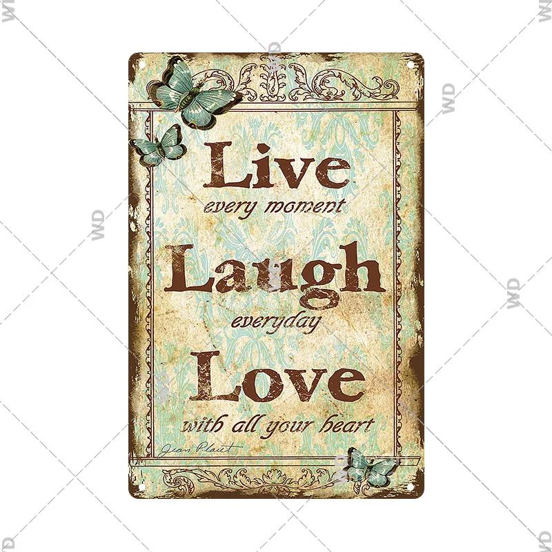 Retro Life Love Family Sentence Slogan Metal Tin Sign Vintage Metal Plaque Metal Wall Poster For Home Shop CoffeeWall Decor