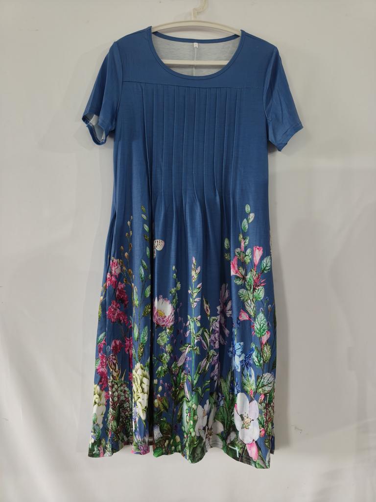 Frauen Lose Sommer Floral Vintage Sexy Rüschen Tasche Kleid