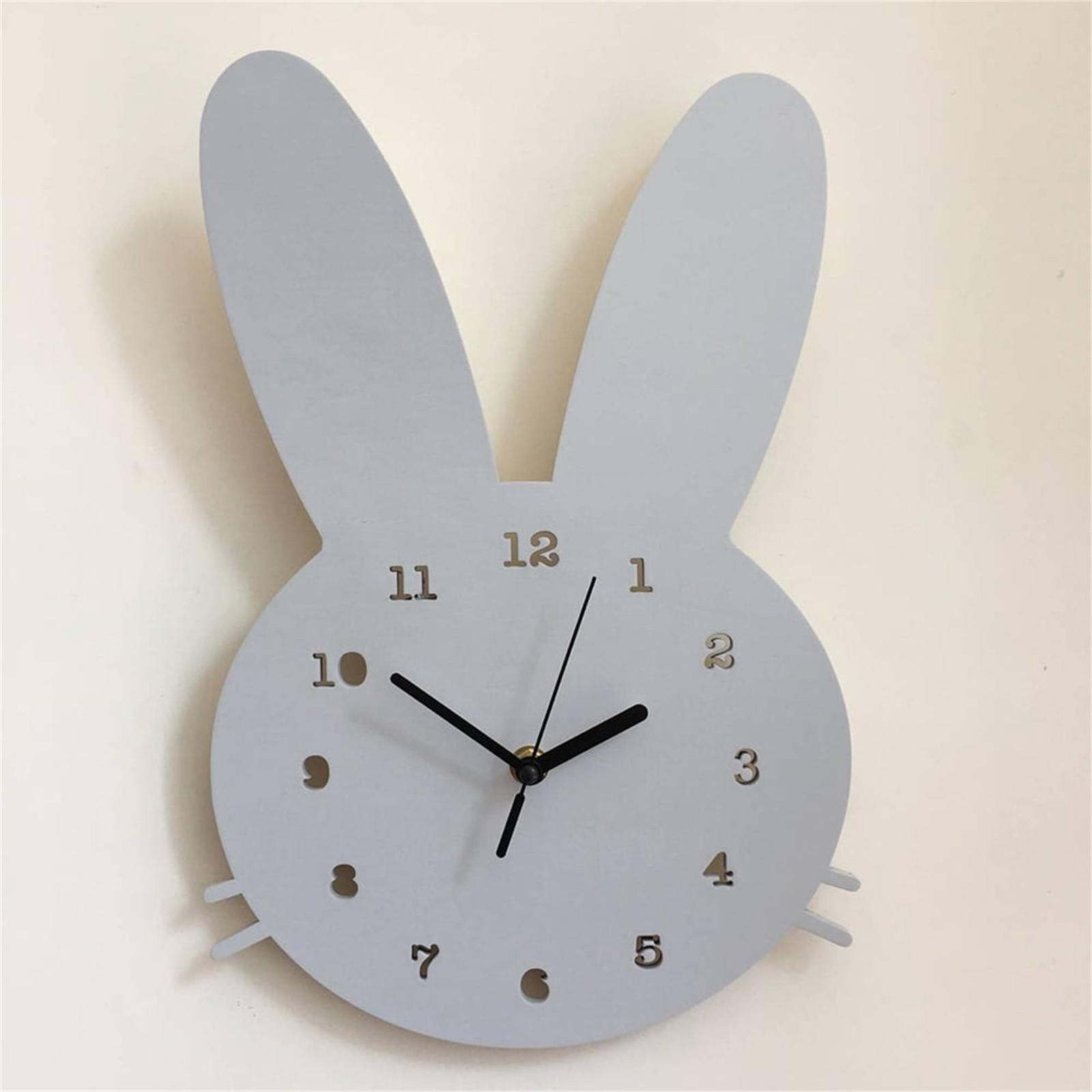 

Wall Clock with Rabbit Design Silent Quartz Movement Non-Ticking Decorative Clock for Home Office Kids Room One Size