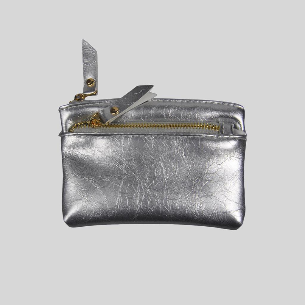 Women's Small Faux Leather Wallet - Crackle Pattern, Card & Key Holder Coin Purse