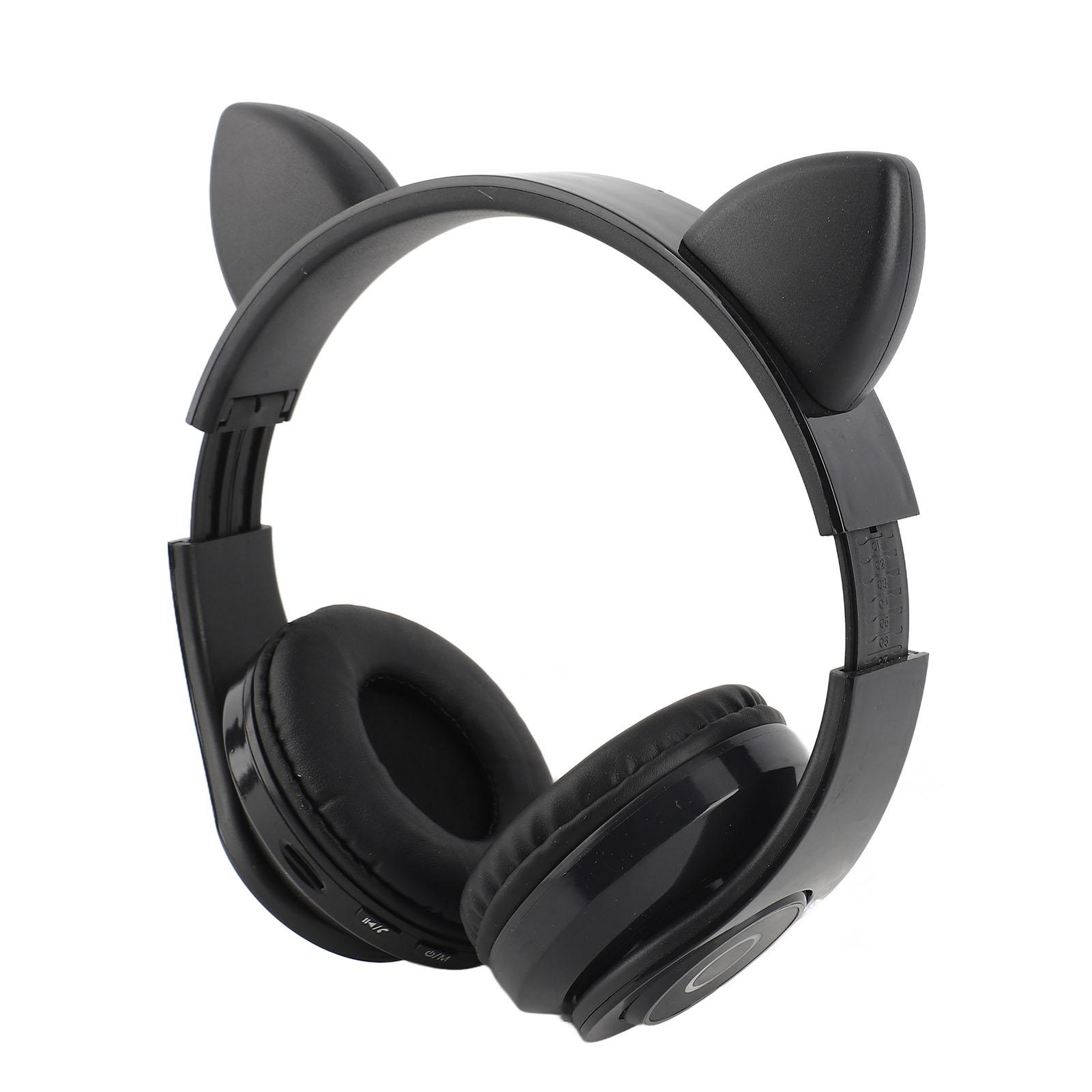 

LED Noise Reduction Headset Cat Ear Shape Bluetooth 5.0 Headset with Microphone for Young чёрный