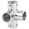 4-Way Round Base Handrail Fitting for Boats, 25mm Inner Diameter, Stainless Steel, 4-Way Pipe Fitting, Boat Hardware Accessory
