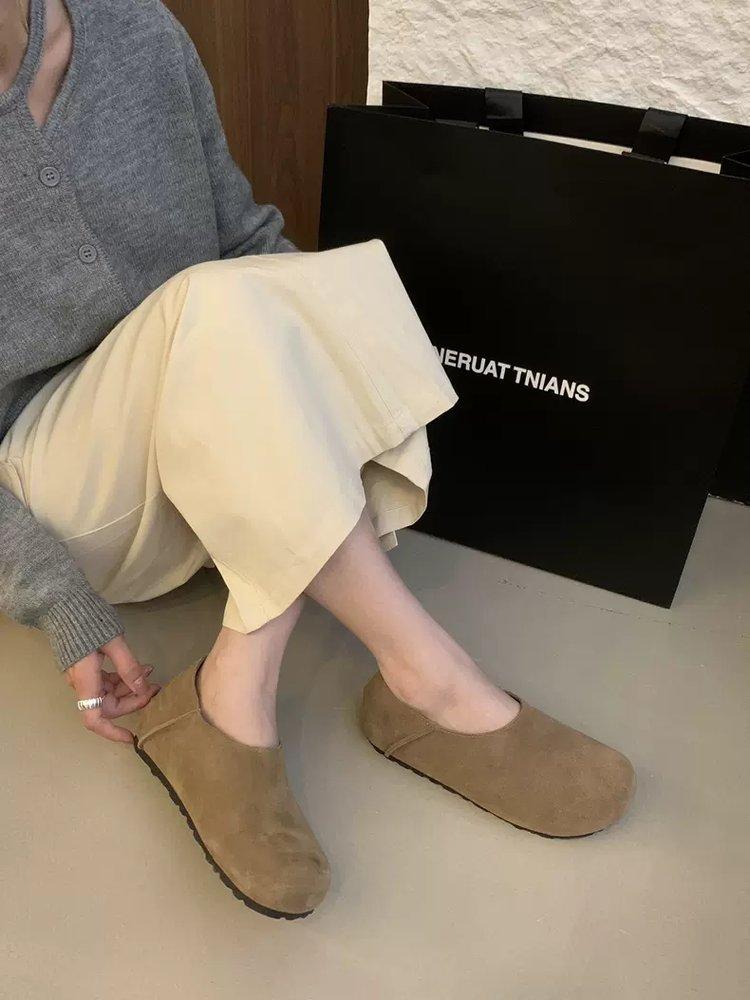 Soft Leather Version~ Retro Round Head One-pedal Platform Single Shoes Women's 2025 New Two-wear Boken Shoes Soft-soled Doudou Shoes