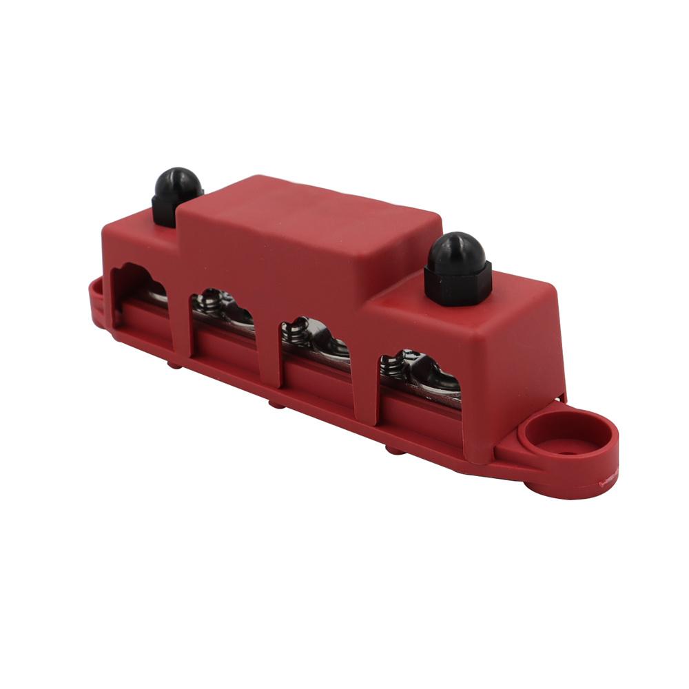 1pc Red M8 5/16" 4 Stud Power Distribution Block For Automobile RV Boat Yacht