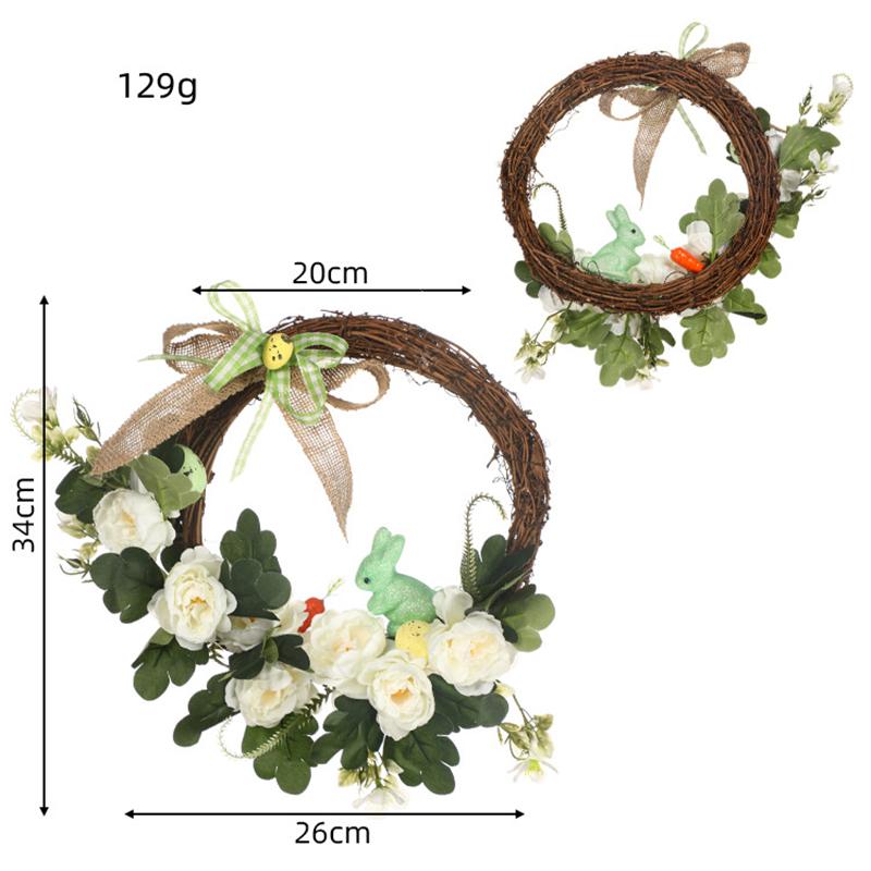 Dekoracja Kwiatowa Sztuczny Wieniec Wisior Króliczek Jajko Dekoracja Wieniec Wiszący Girlanda Drzwiowa Do Wystroju Domu Dekoracja Wielkanocna