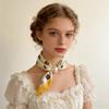 Scarf Magnetic Silk Collarbone Pearl Neck Scarf Thin Lazy Pendant Chain Buckle Bandana Handkerchief Foulards Femme Accesories