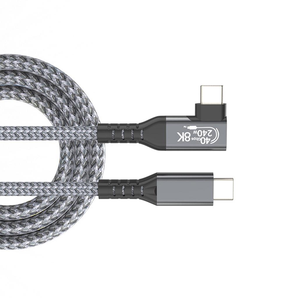 30cm-2m 40Gbps Data Transmission Wire Type C Straight Head To Elbow Extension Line 8K Video and 240W Fast Charging Cord