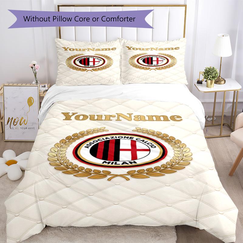 Ac Milan Personalizza il tuo nome Set Biancheria da Letto Copripiumino Traspirante con Federe Decorazione per la Casa Regalo di Compleanno