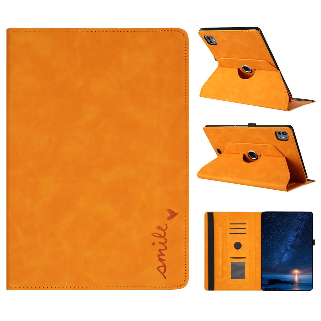 Tablet Case For iPad Air 11 (2025)/(2024)/Air (2022)/(2020) Rotating Stand Card Holder Smile Imprinted Microfiber Leather Cover
