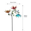 Large Metal Wind Spinner with Three Spinning Flowers, Butterflies Windmill, Wind Sculpture, Outdoor Garden and Yard Art Decor