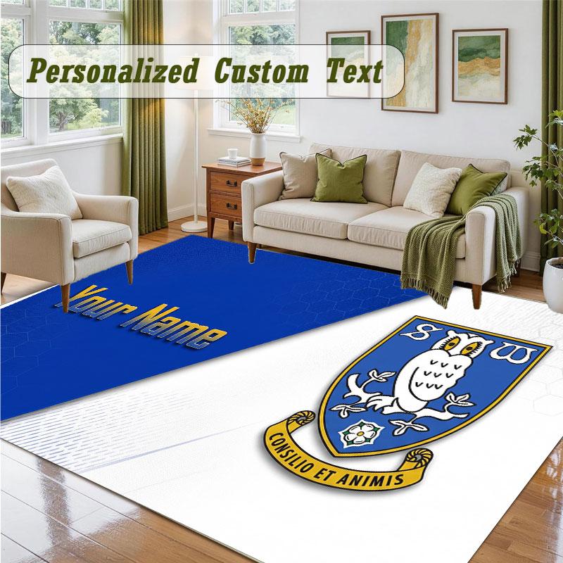 Crystal Velvet Square Rug Custom NameSheffield Wednesday FC Pattern Non Slip Home Floor Decor Rug