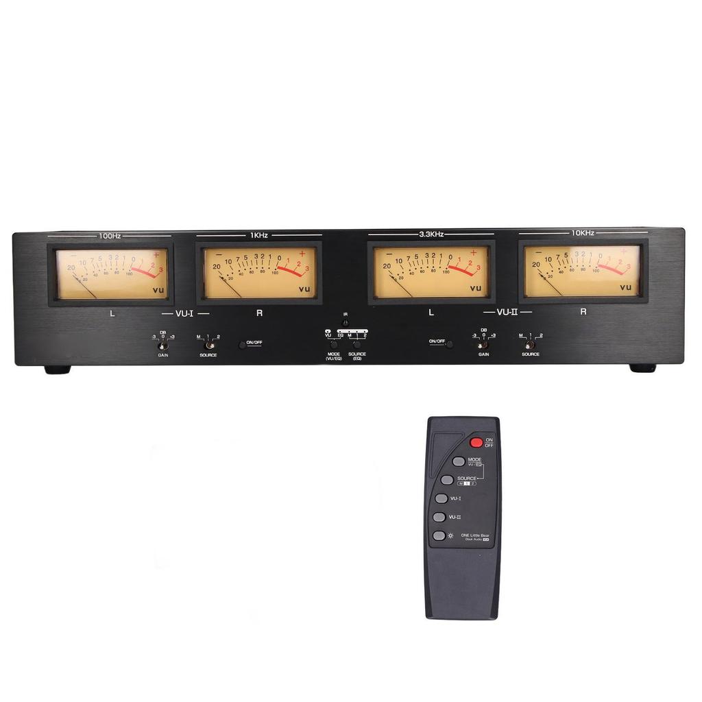 4 Way VU Meter 3 Level Adjustable Gain RCA XLR Switcher Adapter Sound Level Indicator 100?240V UK