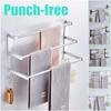 1/2/3 Tiers 60cm Wall Mounted Bathroom Aluminum Alloy Towel Bar Rail Matte Black/Silver Towel Holder Towel Hanger