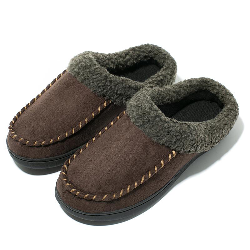 Fashion Men Winter Warm Slippers Fur Slippers Men Plush Slipper Cotton Shoes Non-slip Solid Color Home Indoor Casual Slippers Size 49 50